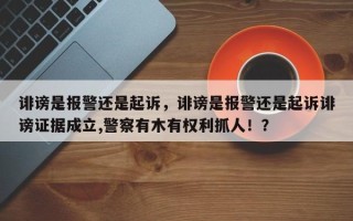 诽谤是报警还是起诉，诽谤是报警还是起诉诽谤证据成立,警察有木有权利抓人！？