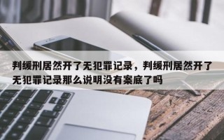 判缓刑居然开了无犯罪记录，判缓刑居然开了无犯罪记录那么说明没有案底了吗