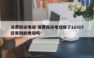 消费投诉电话 消费投诉电话除了12315还有别的电话吗！