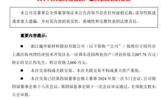 上市公司要将6000余平方米房产转让给董事长，作价2000万元