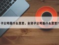 子公司是什么意思，全资子公司是什么意思？