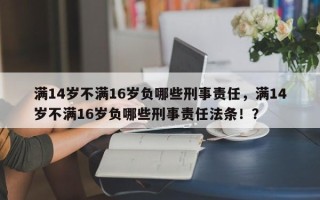 满14岁不满16岁负哪些刑事责任，满14岁不满16岁负哪些刑事责任法条！？