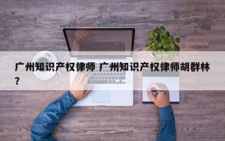 广州知识产权律师 广州知识产权律师胡群林？