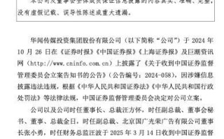 多份年报存在虚假记载！华闻集团被警告并罚款共620万元，股票明停牌并将ST