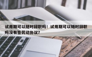 试用期可以随时辞职吗！试用期可以随时辞职吗没有签劳动协议？